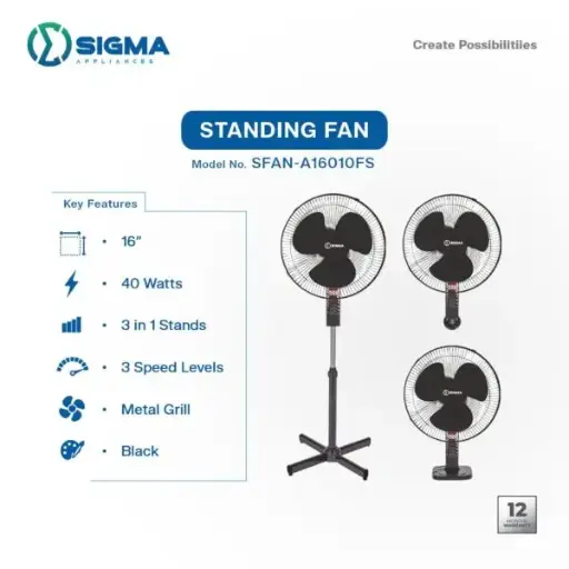 Sigma Standing Fan 16" 3-in-1 SFAN-A16010FS